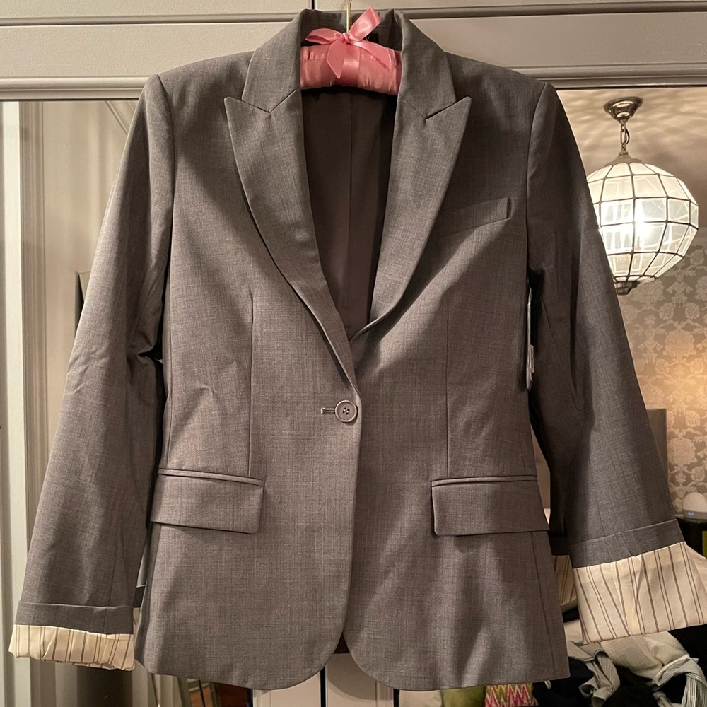 Theory Gray Blazer Sophisticated Suit Jacket